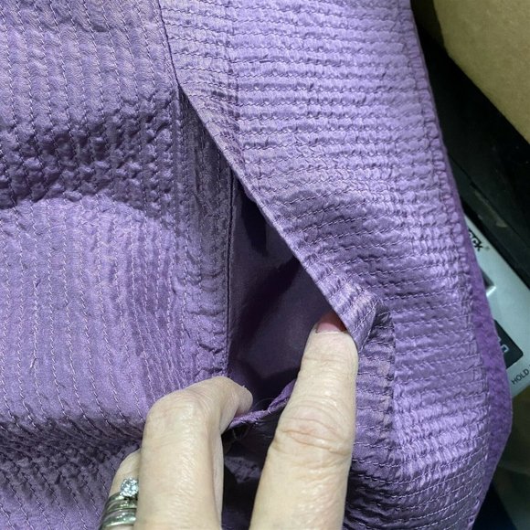 Eileen Fisher Silk Jacket Open Front Blazer Purple - Picture 4 of 7
